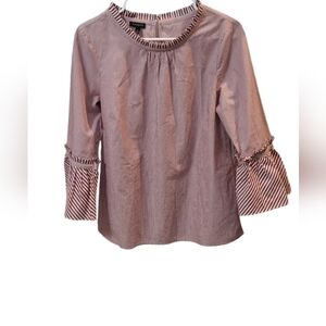 Blouse 3/4 sleeves. Red/white thin stripes. Size M. Talbots.